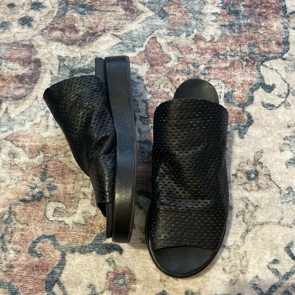 Black Perforated Slide Sandals
